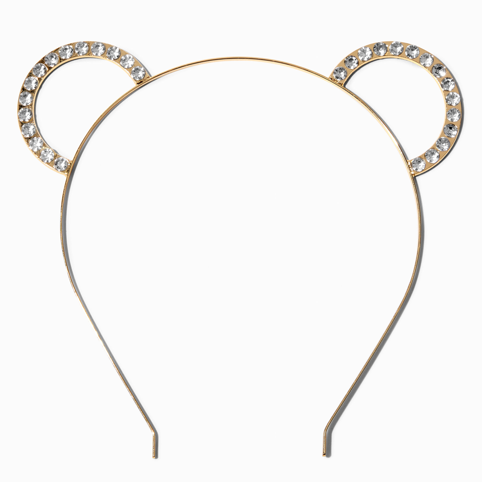 View Claires Embellished Bear Ears Headband Gold information