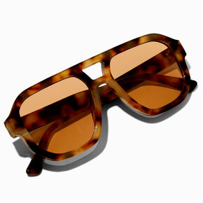 Brown Tortoiseshell Aviator Sunglasses,