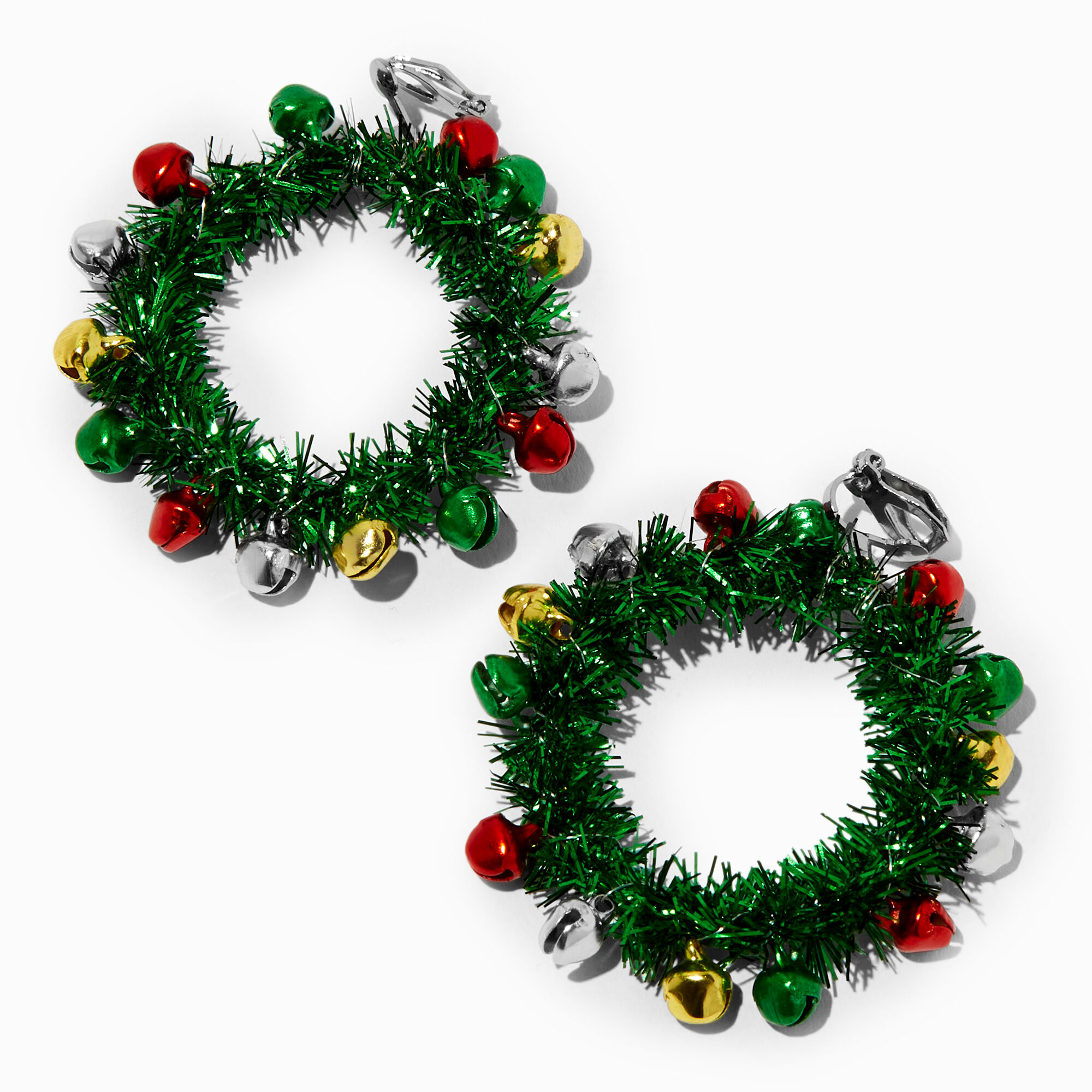 View Claires Tinsel Wreath Hoop 25 ClipOn Drop Earrings Green information