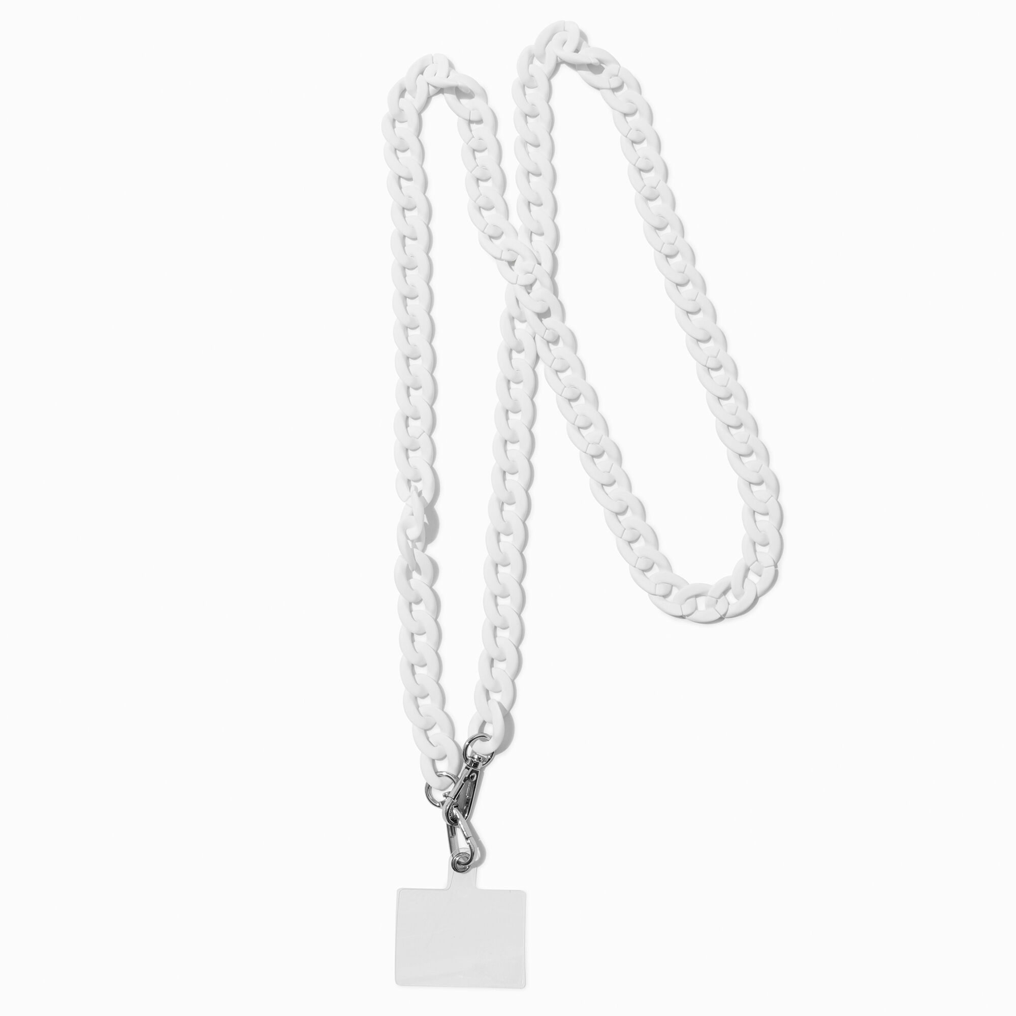 Claire's Lanière pour portable à porter en bandoulière en chaîne blanche à maillons épais