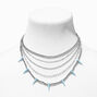 Silver Chain Light Blue Spikes Multi-Strand Necklace,