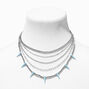 Silver-tone Chain Light Blue Spikes Multi-Strand Necklace,