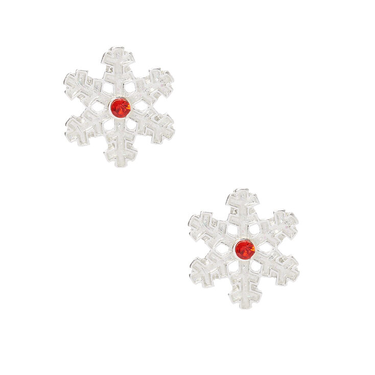 Silver Snowflake Stud Earrings,