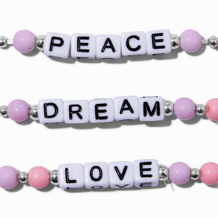 Claire&#39;s Club Pastel Bead Word Stretch Bracelets - 3 Pack,