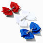 Red, White, &amp; Blue Glitter Bow Hair Clips - 3 Pack,