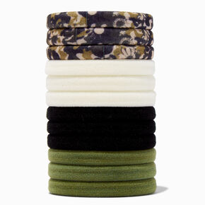 Camouflage Floral &amp; Solid Hair Ties - 12 Pack,