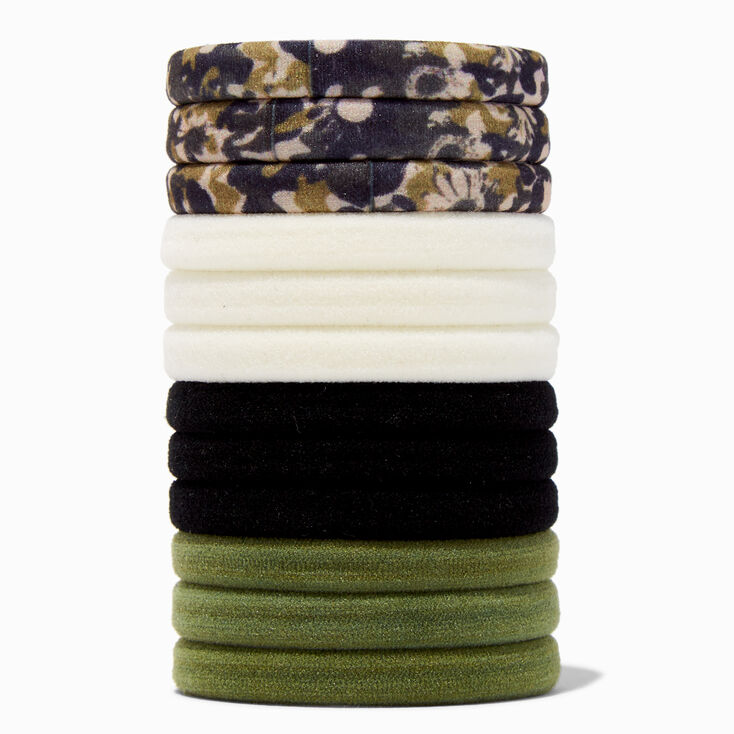 &Eacute;lastiques unis et floraux camouflage - Lot de 12,