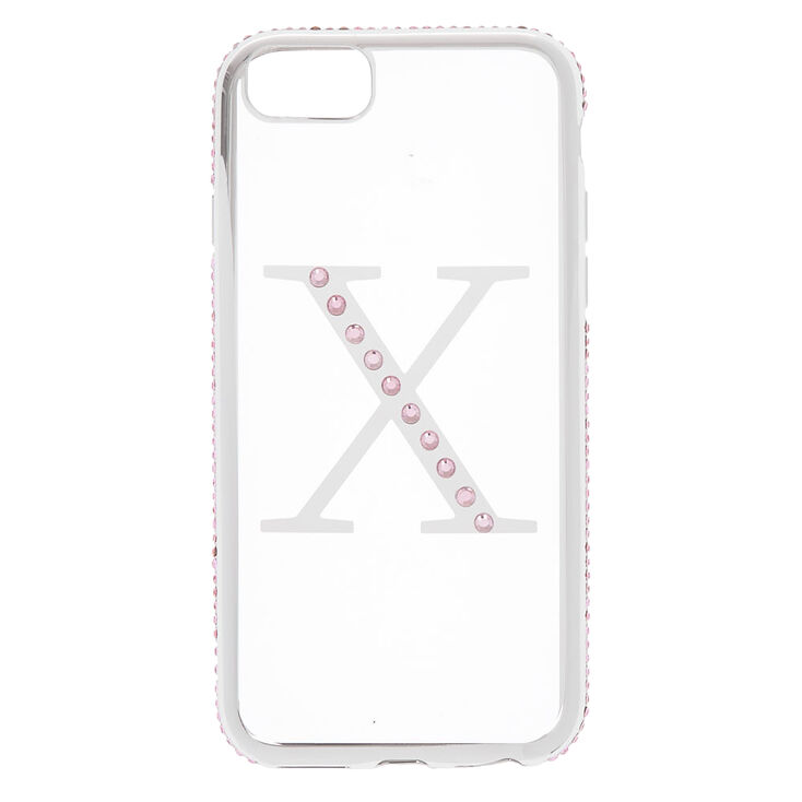 Pink Stone X Initial Phone Case - Fits iPhone 6/7/8/SE,