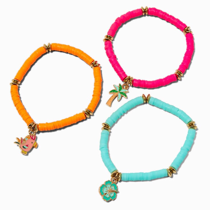 Claire&#39;s Club Tropical Fimo Clay Beaded Stretch Bracelet - 3 Pack,