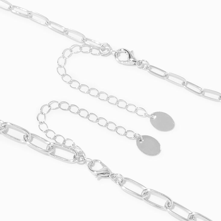 Silver-tone Pearl Paperclip Necklace Set - 2 Pack,