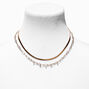 Gold Paperclip &amp; Cubic Zirconia Multi-Strand Necklace,