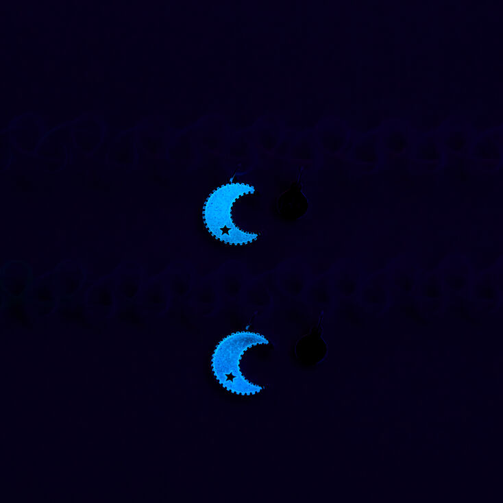 Best Friends Crescent Moon Glow In The Dark Tattoo Choker Necklaces - 2 Pack,