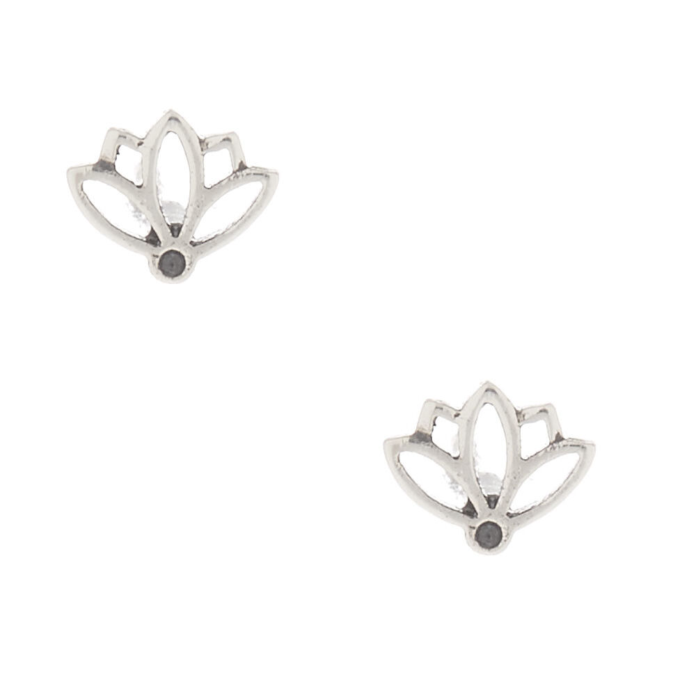 Clous d'oreille fleur de lotus en argent,