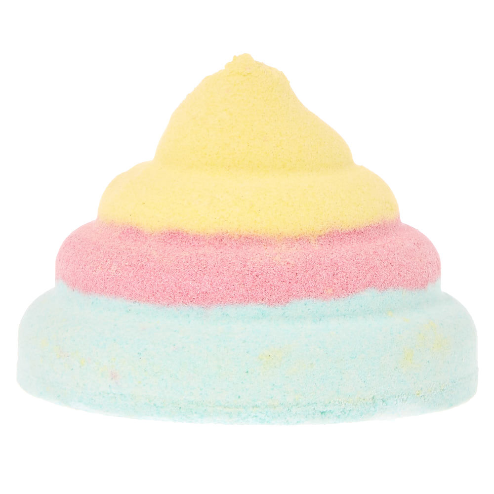 Bombe de bain parfumée à la fraise motif crotte de licorne arc-en-ciel,