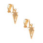 Black &amp; Gold-tone Geometric Triangle Clip On Drop Earrings,