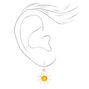 Gold 1&quot; Daisy Drop Earrings - White,