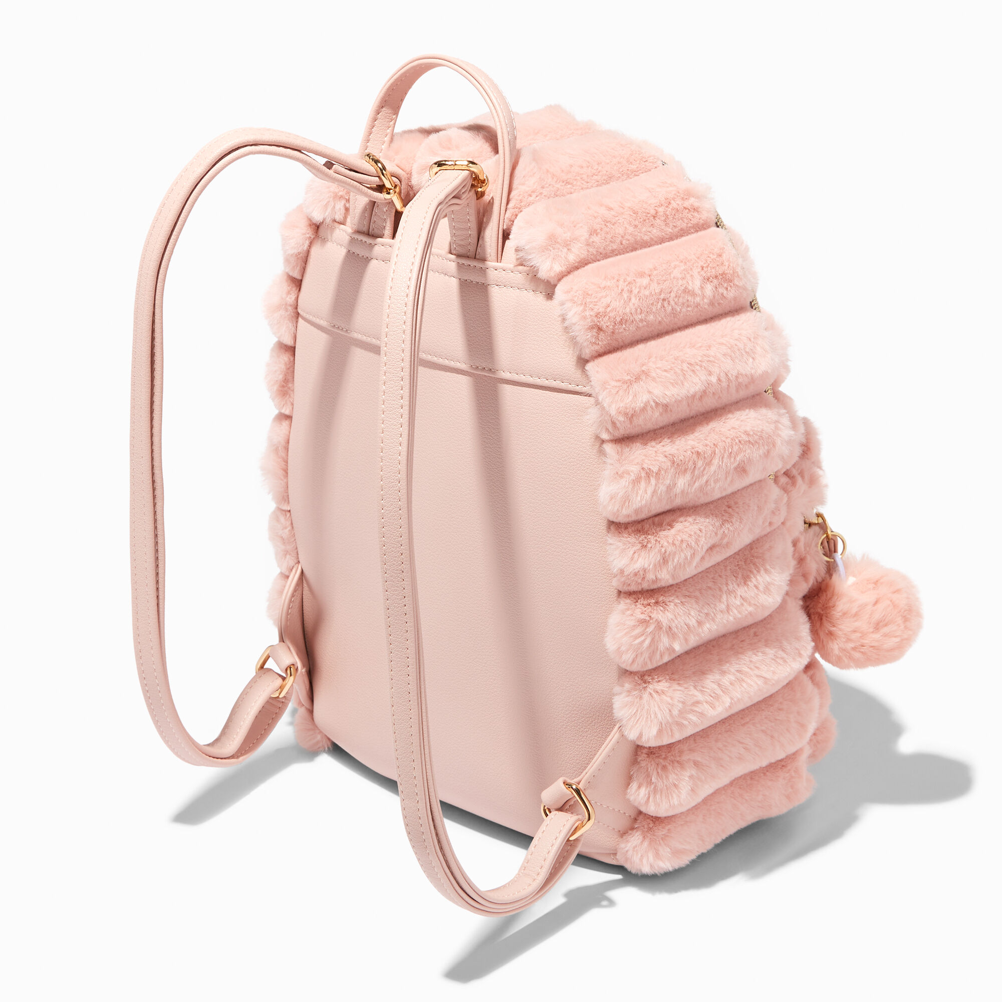 Blush Pink Furry Medium Backpack