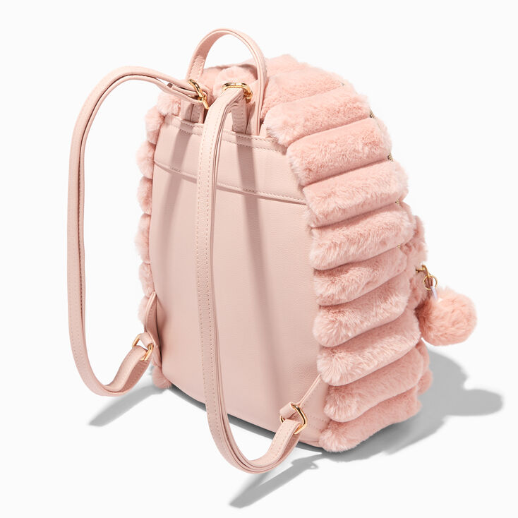 Blush Pink Furry Small Backpack,