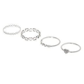 Silver Romance Rings - 4 Pack,
