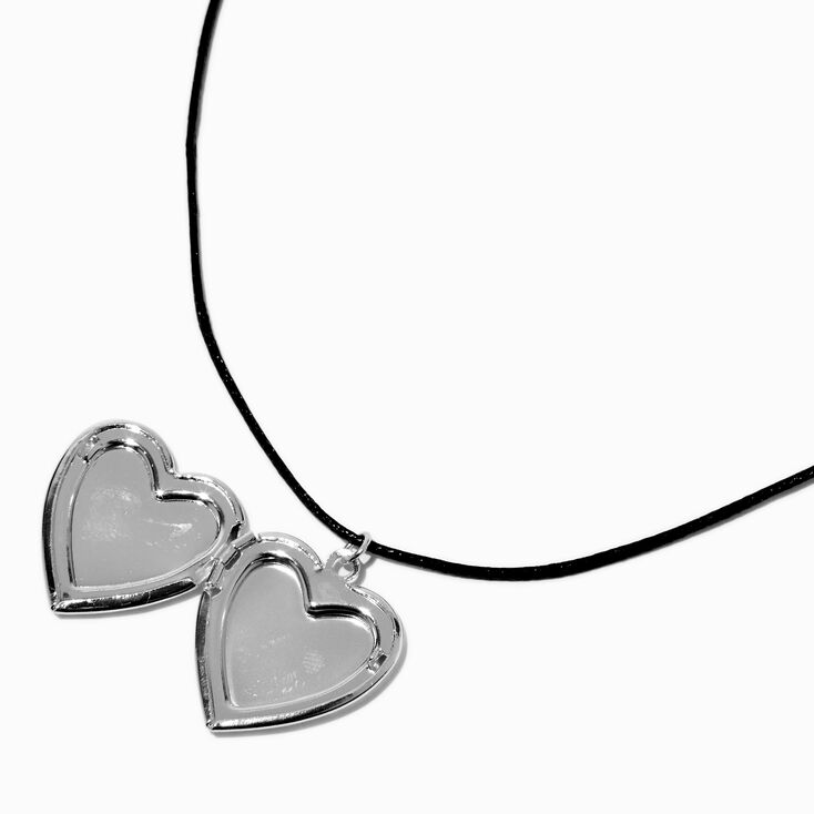 Silver-tone Angel Heart Locket Pendant Necklace,