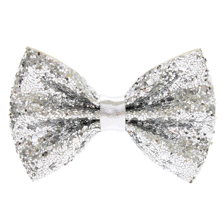 Mini Cake Glitter Hair Bow Clip Silver Claire S