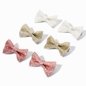 Claire&#39;s Club Glitter Bow Hair Clips - 6 Pack,