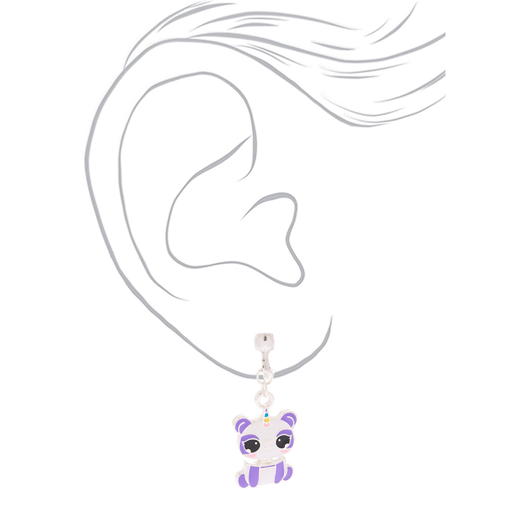 Pendantes à clip violettes panda-licorne 2,5 cm,