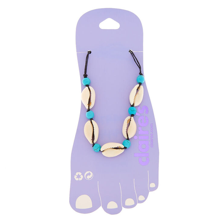Puka Shell Anklet - Turquoise,