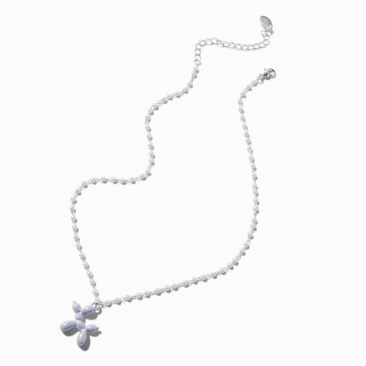 Iridescent Balloon Animal Pearl Chain Pendant Necklace,