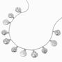 Silver-tone Textured Coin Chain Necklace ,