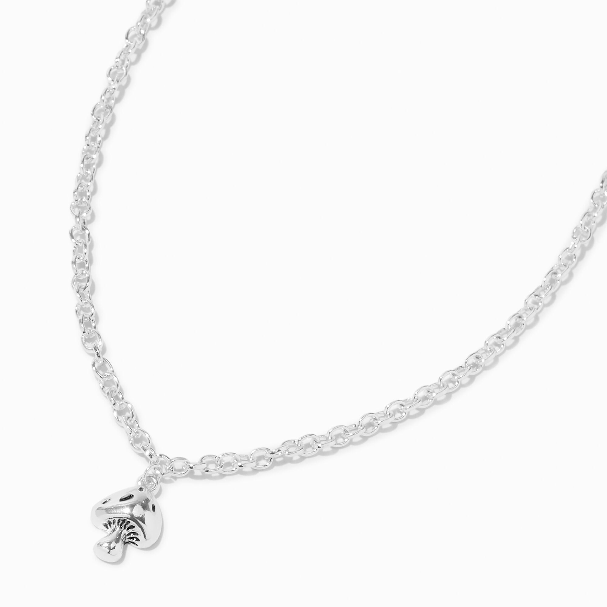 View Claires Tone Mushroom Pendant Necklace Silver information