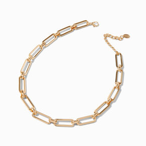 Gold-tone Rectangular Link Chain Necklace ,