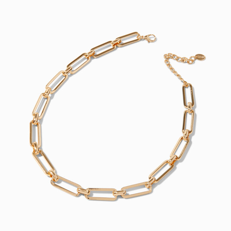 Gold-tone Rectangular Link Chain Necklace ,
