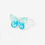 Silver Glow In The Dark Butterfly Ring - Blue,