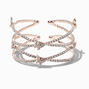 Rhinestone Butterfly Rose Gold-tone Criss Cross Cuff Bracelet,