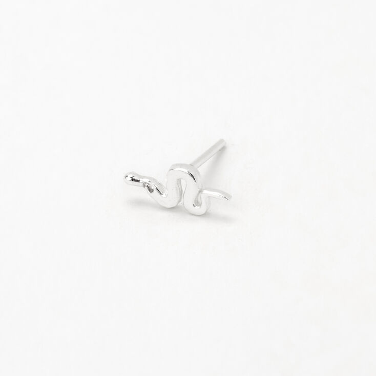 Sterling Silver Cubic Zirconia Snake 22G Nose Stud,