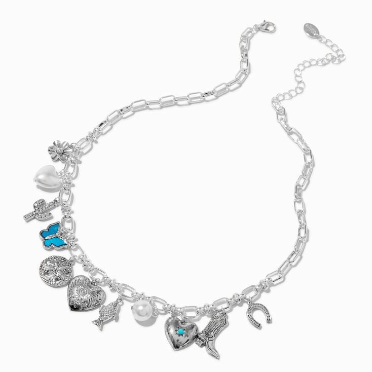 Silver-tone Cowgirl Charm Necklace,
