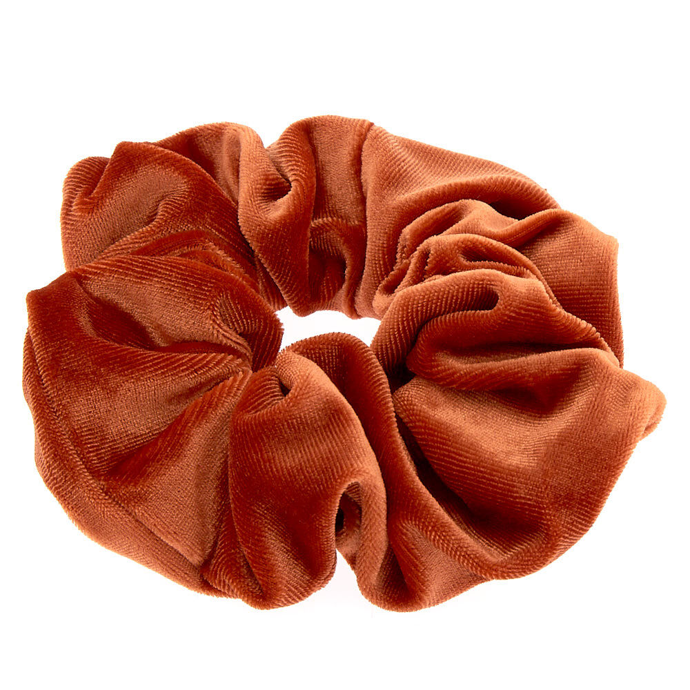 Orange Copper Medium Flat Velvet Hair Scrunchie,
