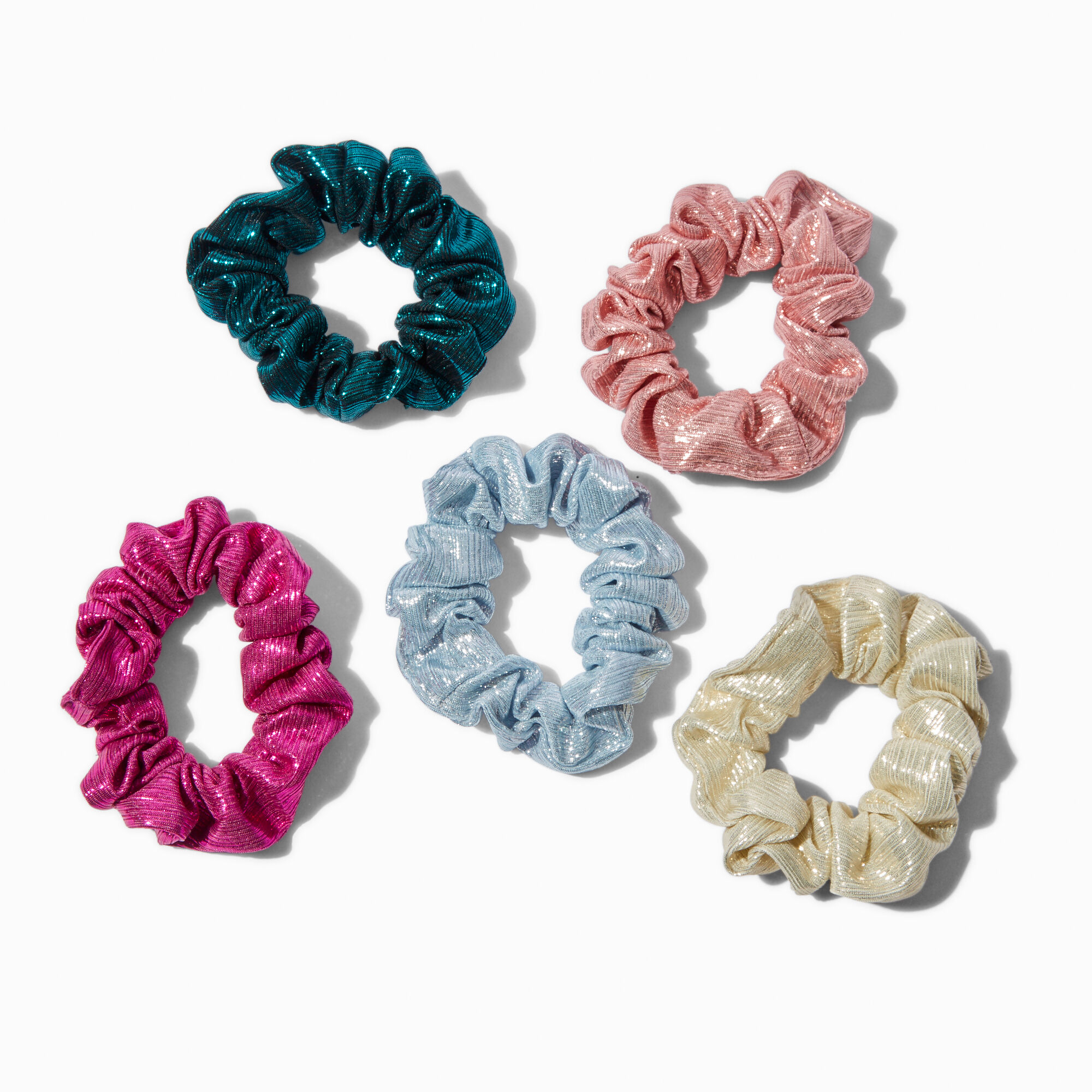Mixed Lurex Sheen Hair Scrunchies - 5 Pack,