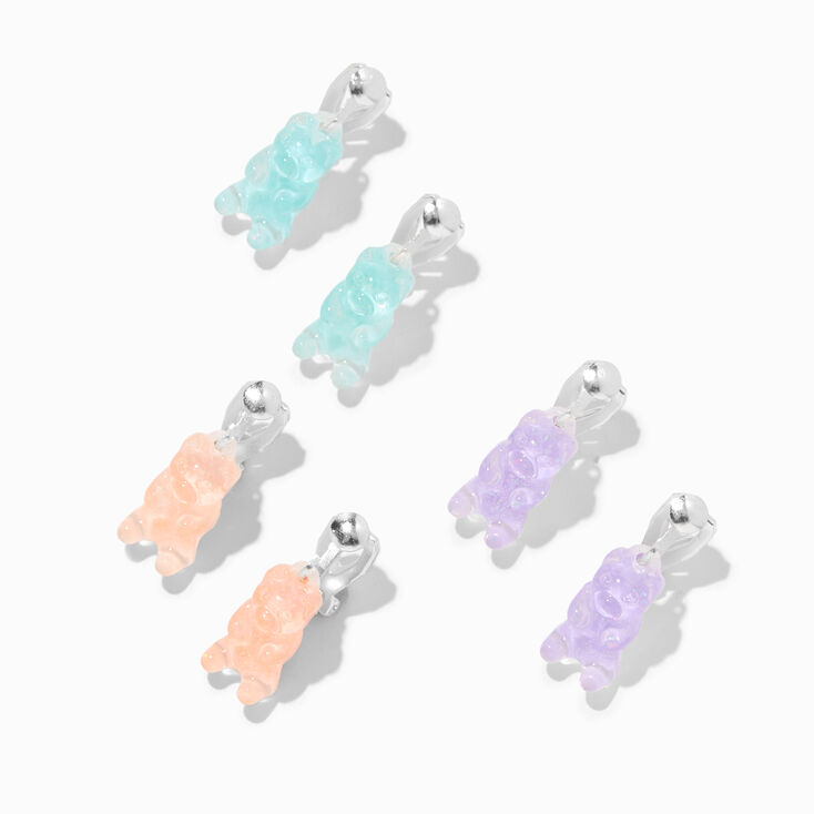 Pastel 0.5&quot; Glow In The Dark Gummy Bears&reg; Clip-On Drop Earrings - 3 Pack,