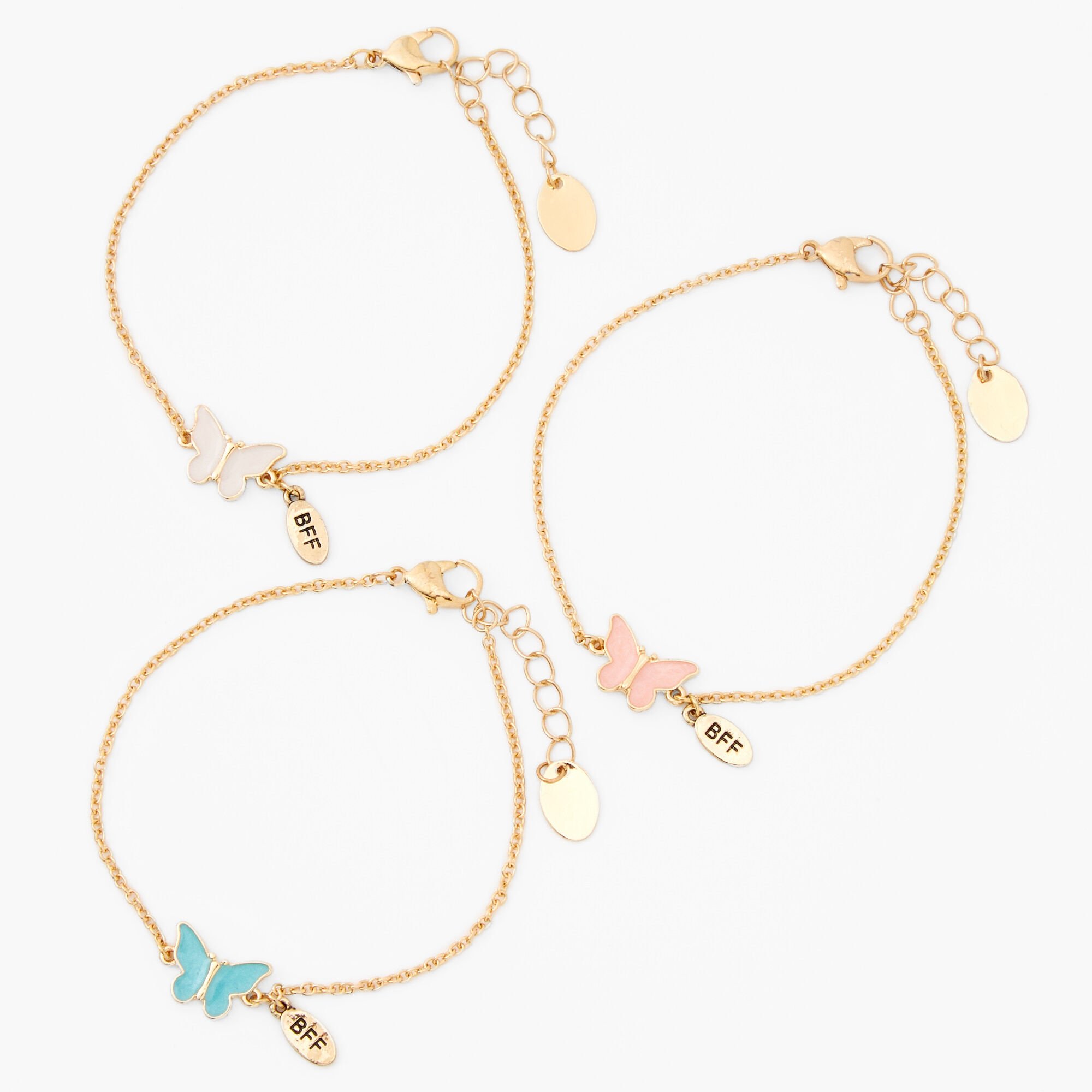 Best Friends Gold-tone Butterfly Chain Bracelets - 3 Pack,