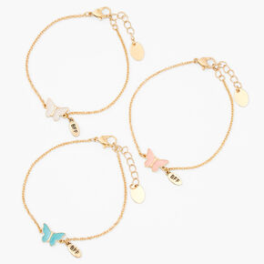Bracelets de cha&icirc;ne papillon couleur dor&eacute;e best friends - Lot de 3,