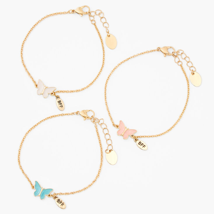 Gold-tone Butterfly Chain Bracelets - 3 Pack,