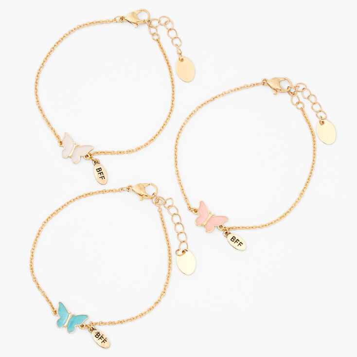 Best Friends Gold-tone Butterfly Chain Bracelets - 3 Pack,
