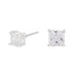 Silver-tone Cubic Zirconia Square Stud Earrings - 5MM,