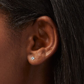 C LUXE by Claire&#39;s 14k Yellow Gold Cubic Zirconia 3MM Square Stud Earrings,