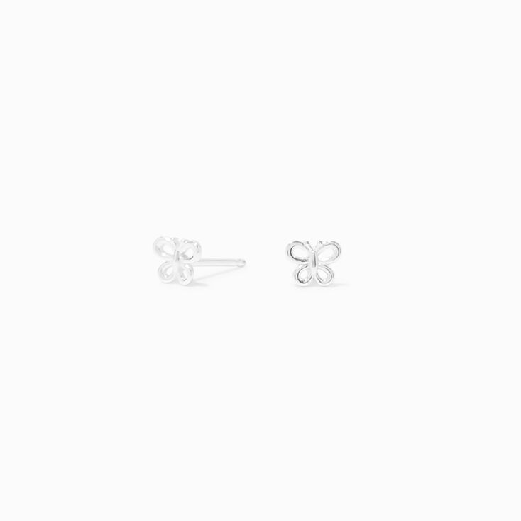 C LUXE by Claire&#39;s Sterling Silver Cubic Zirconia 10mm Round Butterfly Stud Earrings,