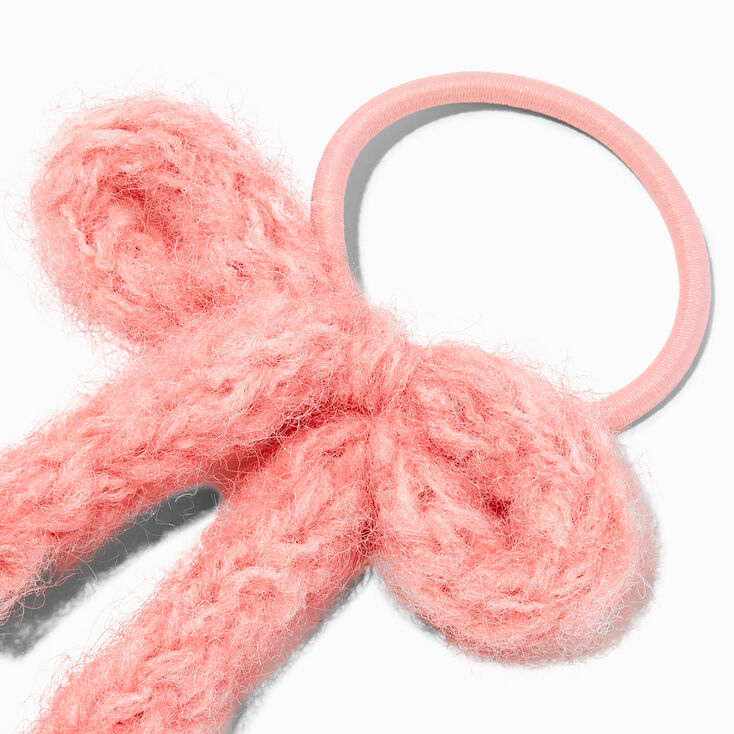 &Eacute;lastique &agrave; n&oelig;ud tricot&eacute; rose tendre,