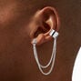 Silver-tone Cross Chain Ear Cuff Connector Stack Earrings,