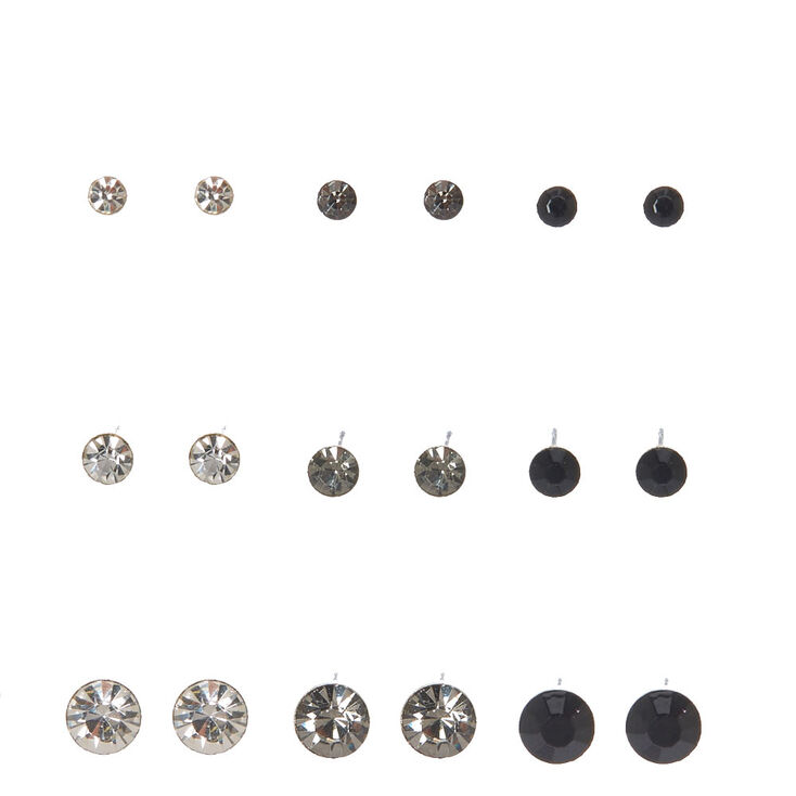 Lot de clous d&#39;oreilles Martini &agrave; strass rond de tailles vari&eacute;es,